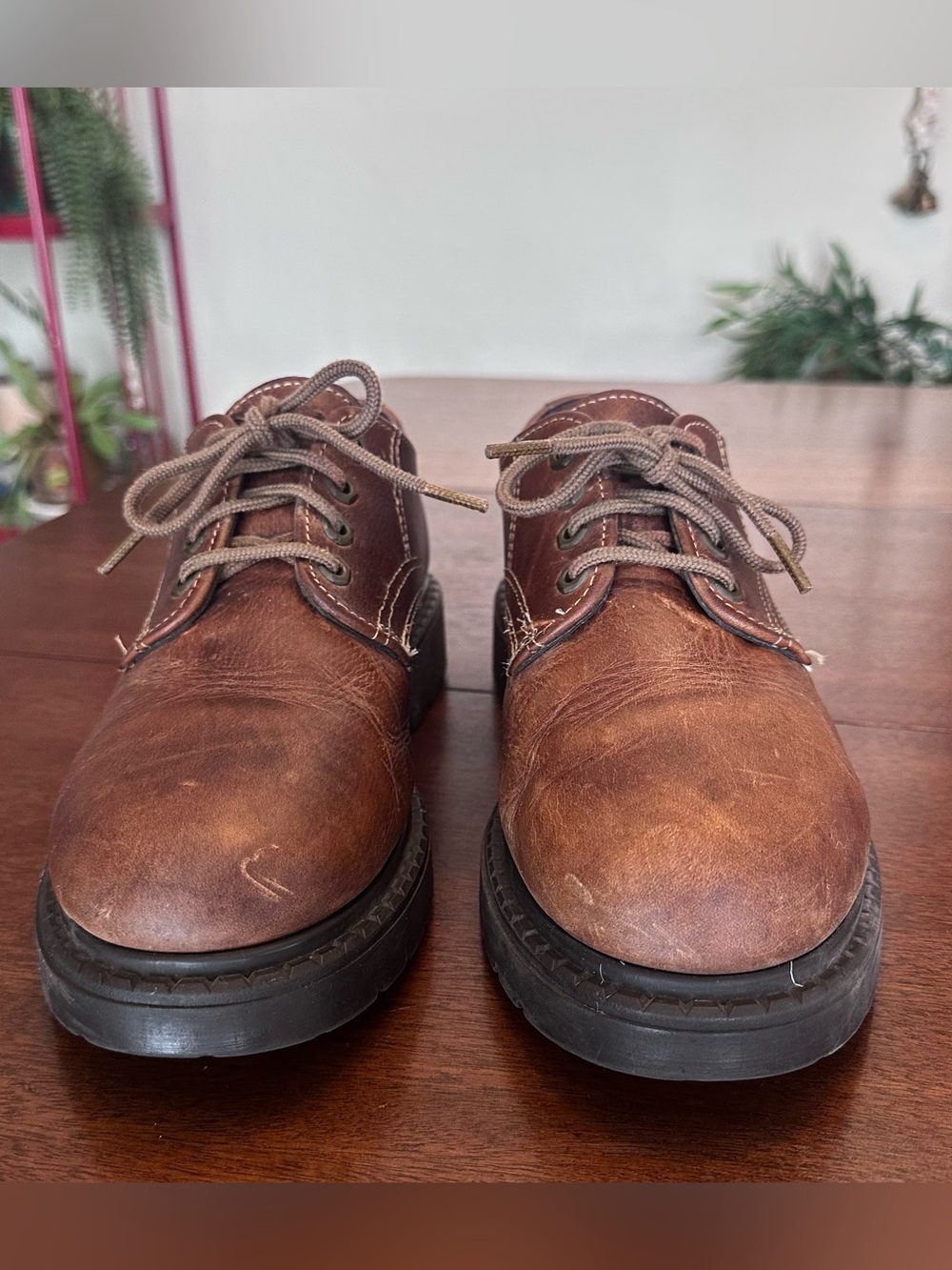 Vintage 90s Eastland Chunky Lace Up Oxford Shoes Brown Leather | Women Size 9.5 - Picture 3 of 9